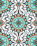 Bold Teal Orange Mandala Style Rug