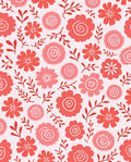Coral Pink Floral Swirl Design Rug
