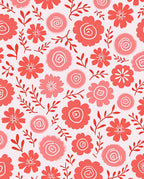 Coral Pink Floral Swirl Design Rug