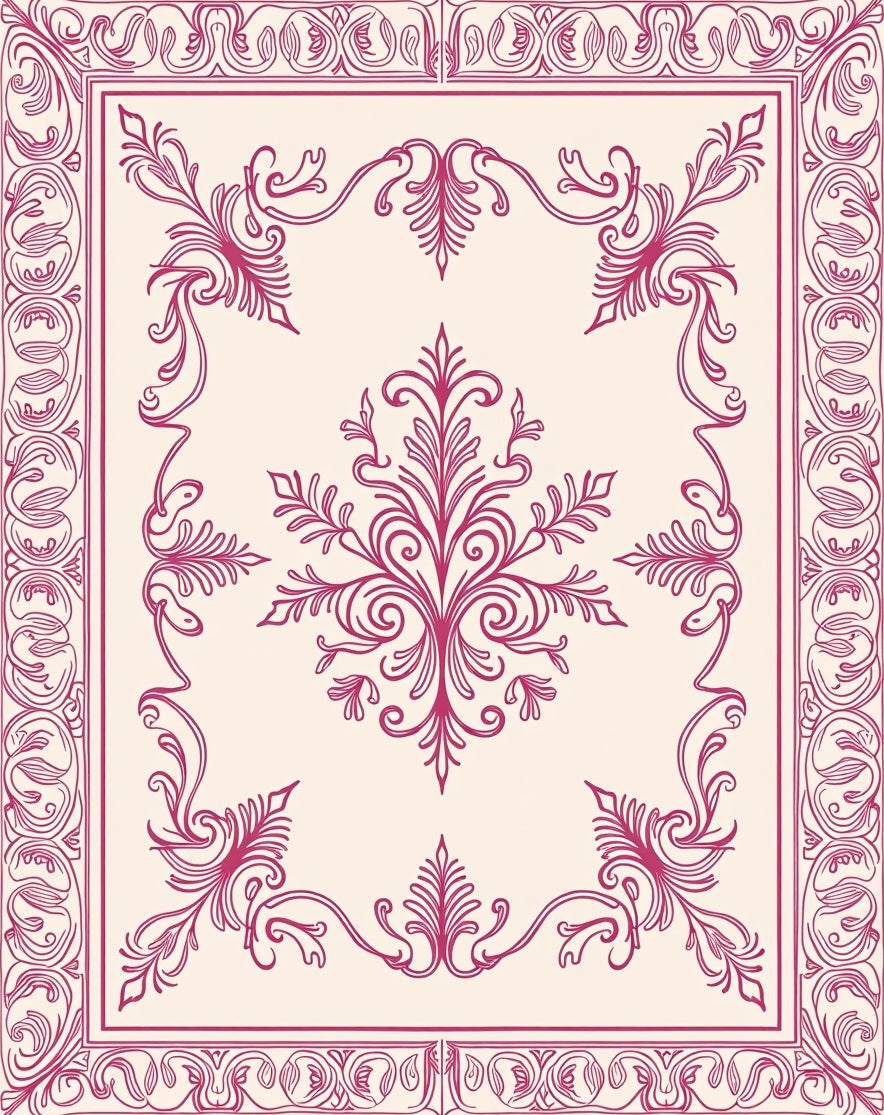 Elegant Pink Floral Ornamental Rug