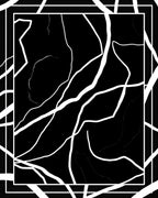 Abstract Black White Line Pattern Rug
