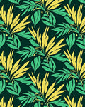Tropical Leaf Patterned Botanical Design Rug