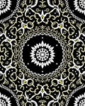 Black White Yellow Mandala Floral Rug