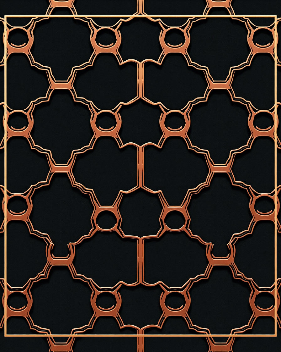 Geometric Copper Black Pattern Design Rug