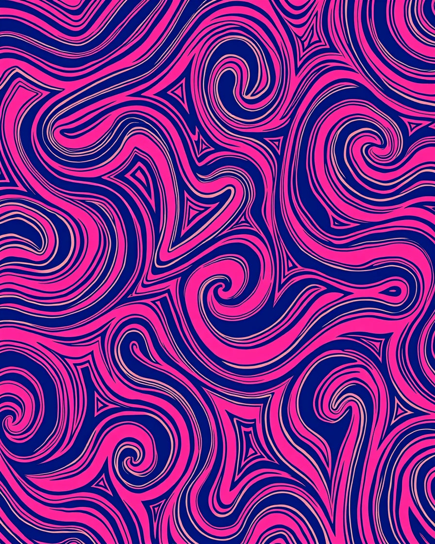 Hot Pink Swirling Lines Navy Rug