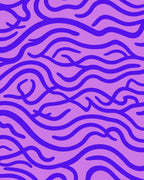 Abstract Purple Wavy Lines Design Rug