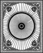Geometric Sunburst Abstract Border Design Rug