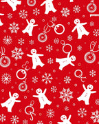 Red White Gingerbread Snowflakes Merry Holidays Rug