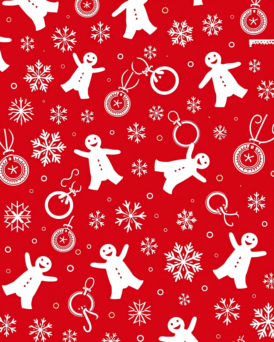 Red White Gingerbread Snowflakes Merry Holidays Rug