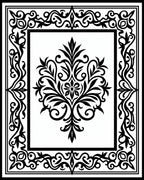 Classic Black Floral Medallion Frame Rug