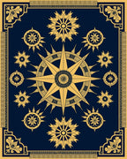 Vintage Nautical Starburst Compass Design Rug