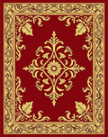 Ornate Floral Scrollwork Red Gold Rug