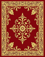 Ornate Floral Scrollwork Red Gold Rug