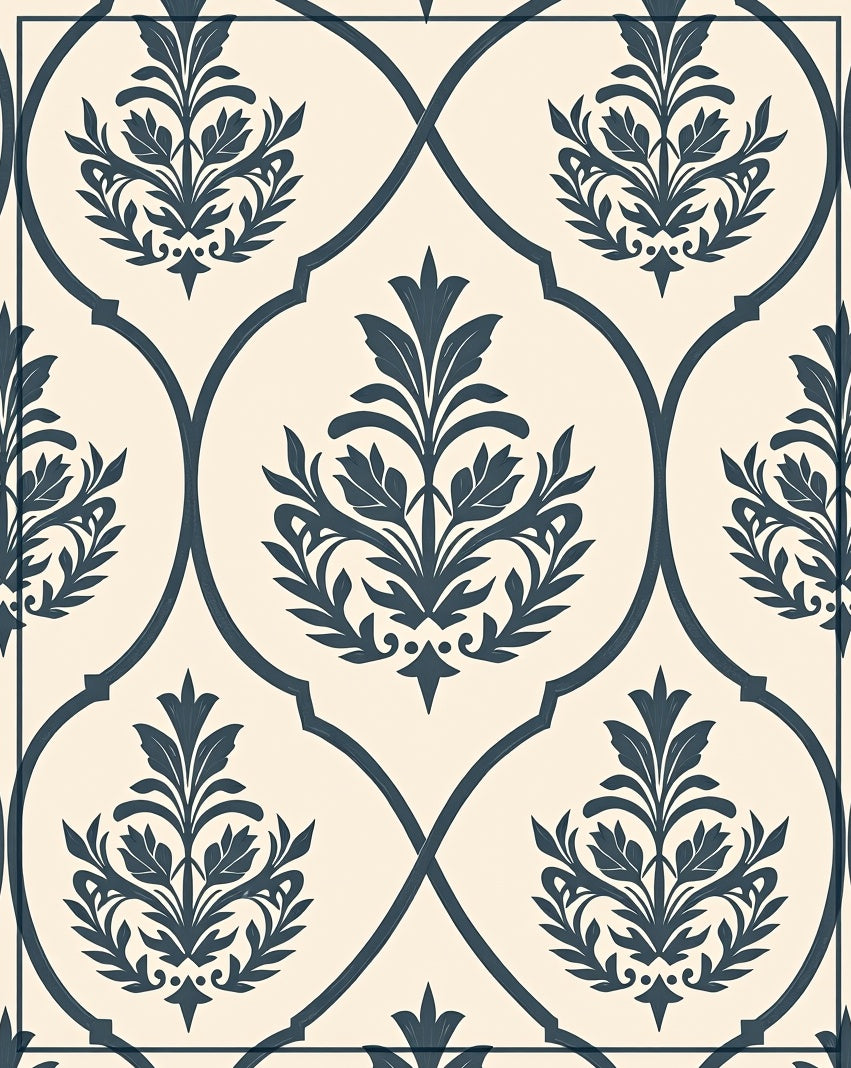 Classic Floral Damask Pattern Rug