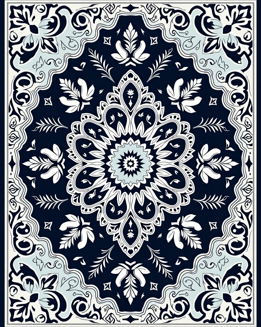Traditional Floral Medallion Pattern Rug