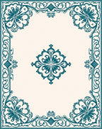Intricate Floral Frame Design Rug