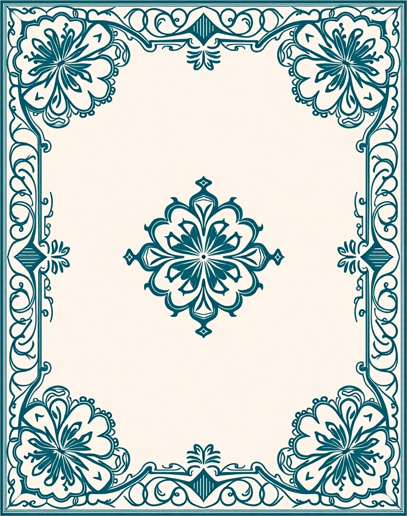 Intricate Floral Frame Design Rug