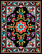 Vibrant Floral Scrollwork Medallion Rug