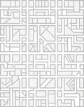 Modern White Geometric Maze Pattern Rug
