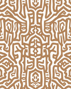 Abstract Brown White Intertwined Pattern Rug