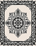 Ornate Black White Medallion Design Rug