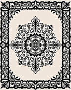 Ornate Black White Medallion Design Rug