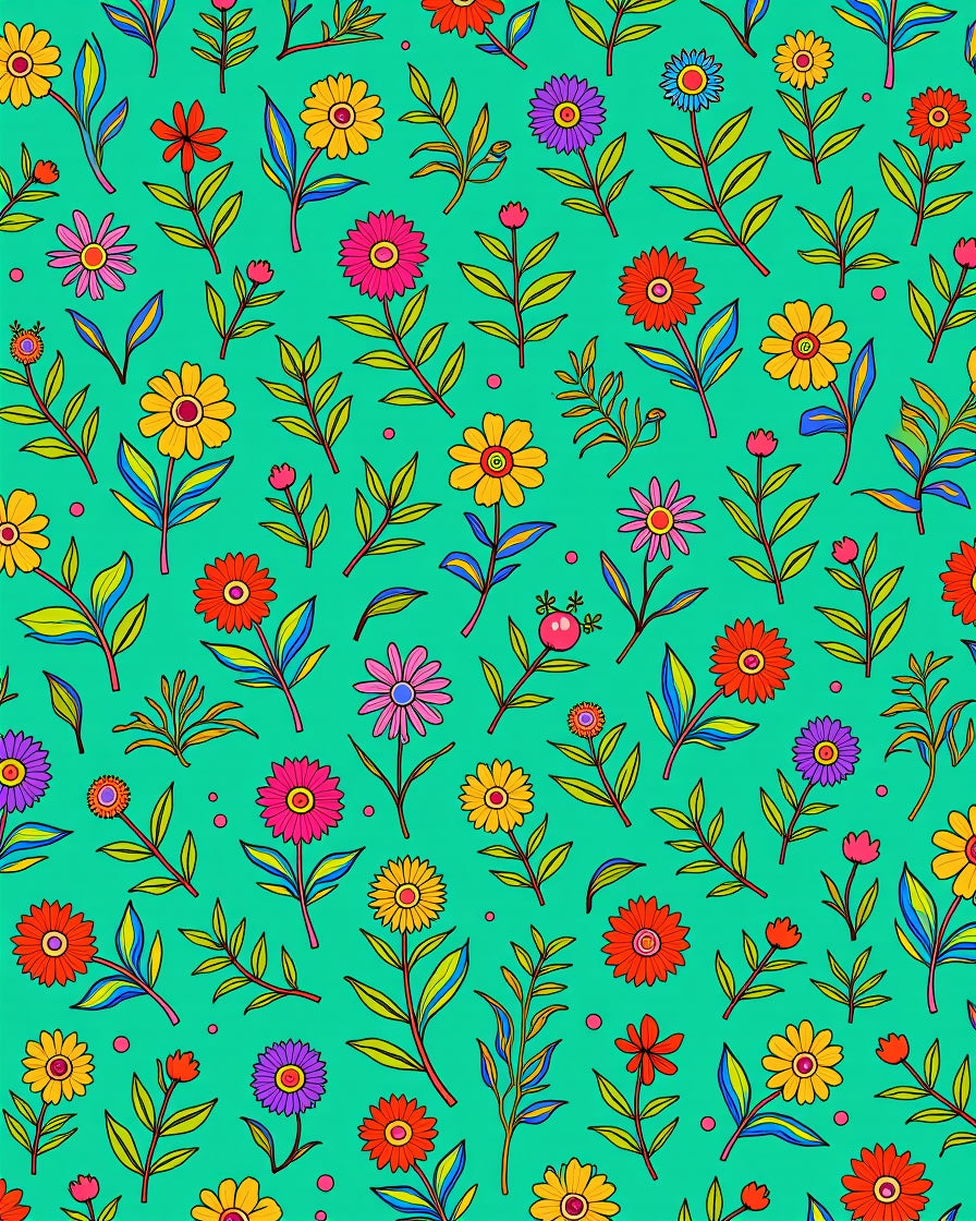 Bright Floral Pattern Delight Rug