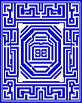 Bold Blue Maze Linear Design Rug