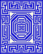 Bold Blue Maze Linear Design Rug