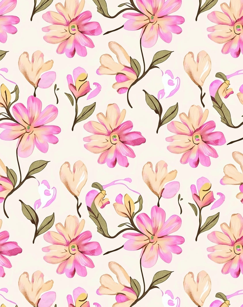 Soft Pink Floral Pattern Rug