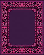 Ornate Pink Floral Frame Pattern Rug
