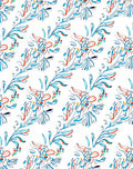 Whimsical Blue Coral Floral Scroll Rug