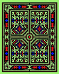 Geometric Floral Mandala Black Red Blue Lime Rug