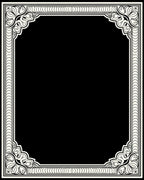 Ornate Abstract Black Cream Frame Rug