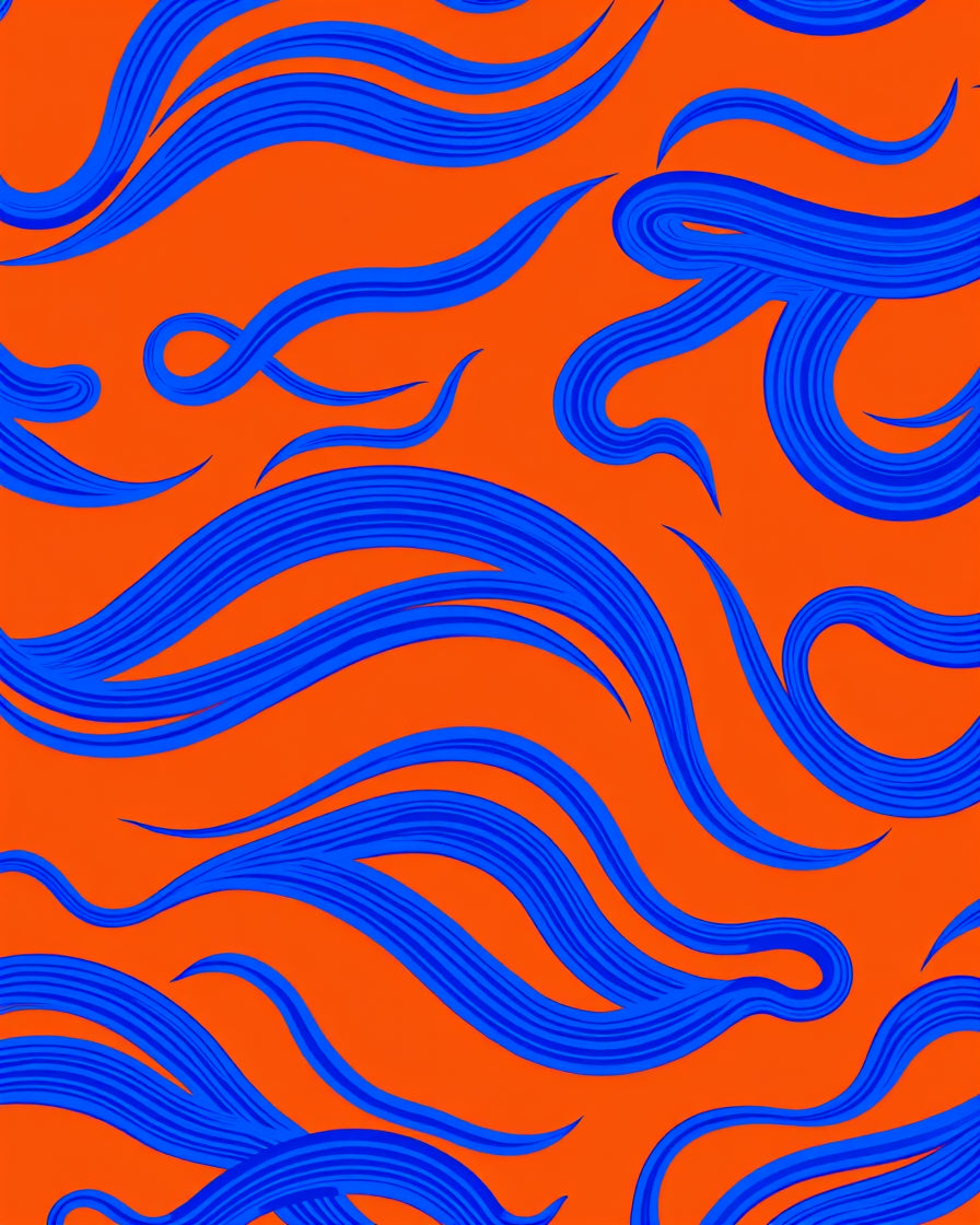 Bold Blue Swirl Pattern Rug
