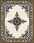 Ornate Black Gold Floral Motif Rug