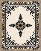 Ornate Black Gold Floral Motif Rug