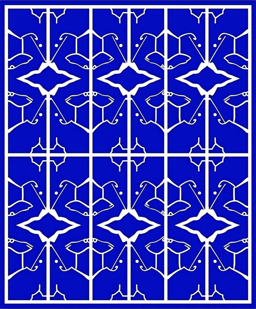Abstract Blue White Geometric Pattern Rug