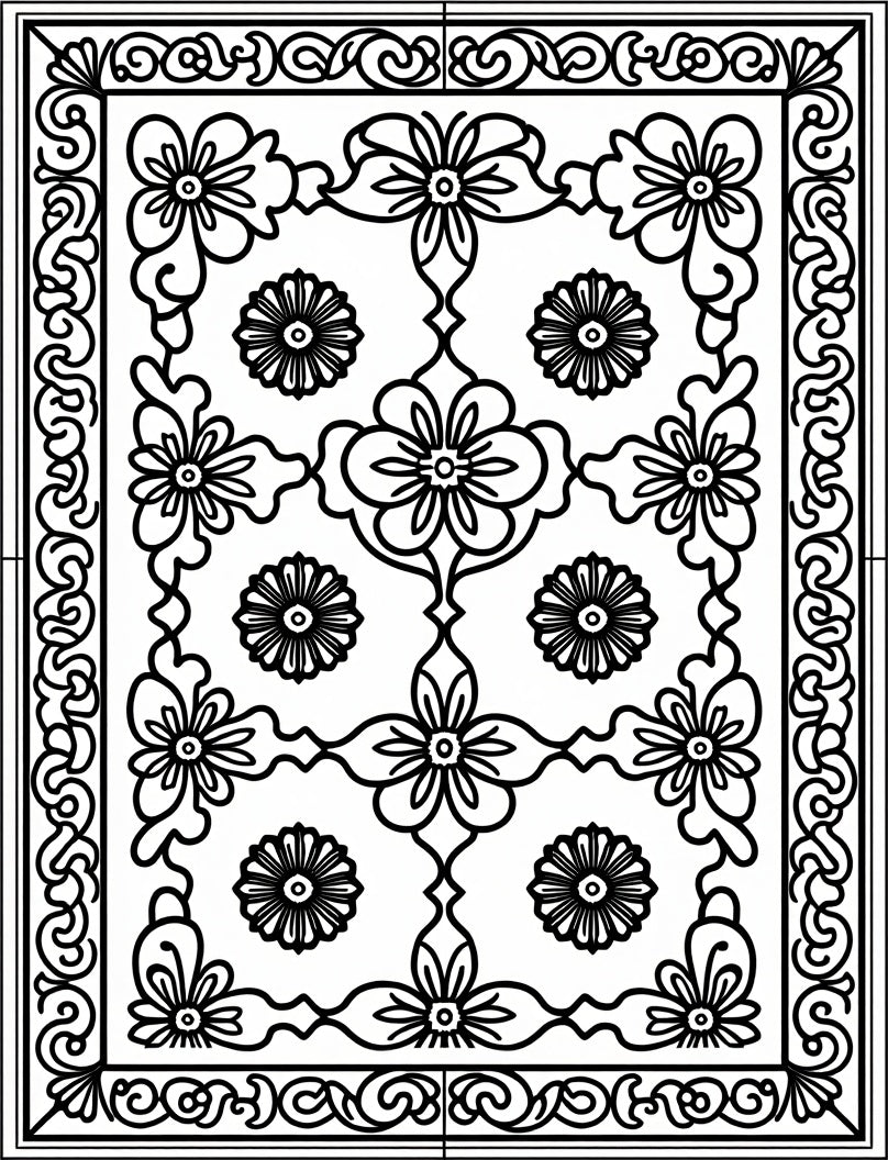 Floral Swirl Classic Motif Rug