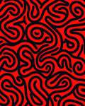 Bold Red Black Swirl Pattern Rug