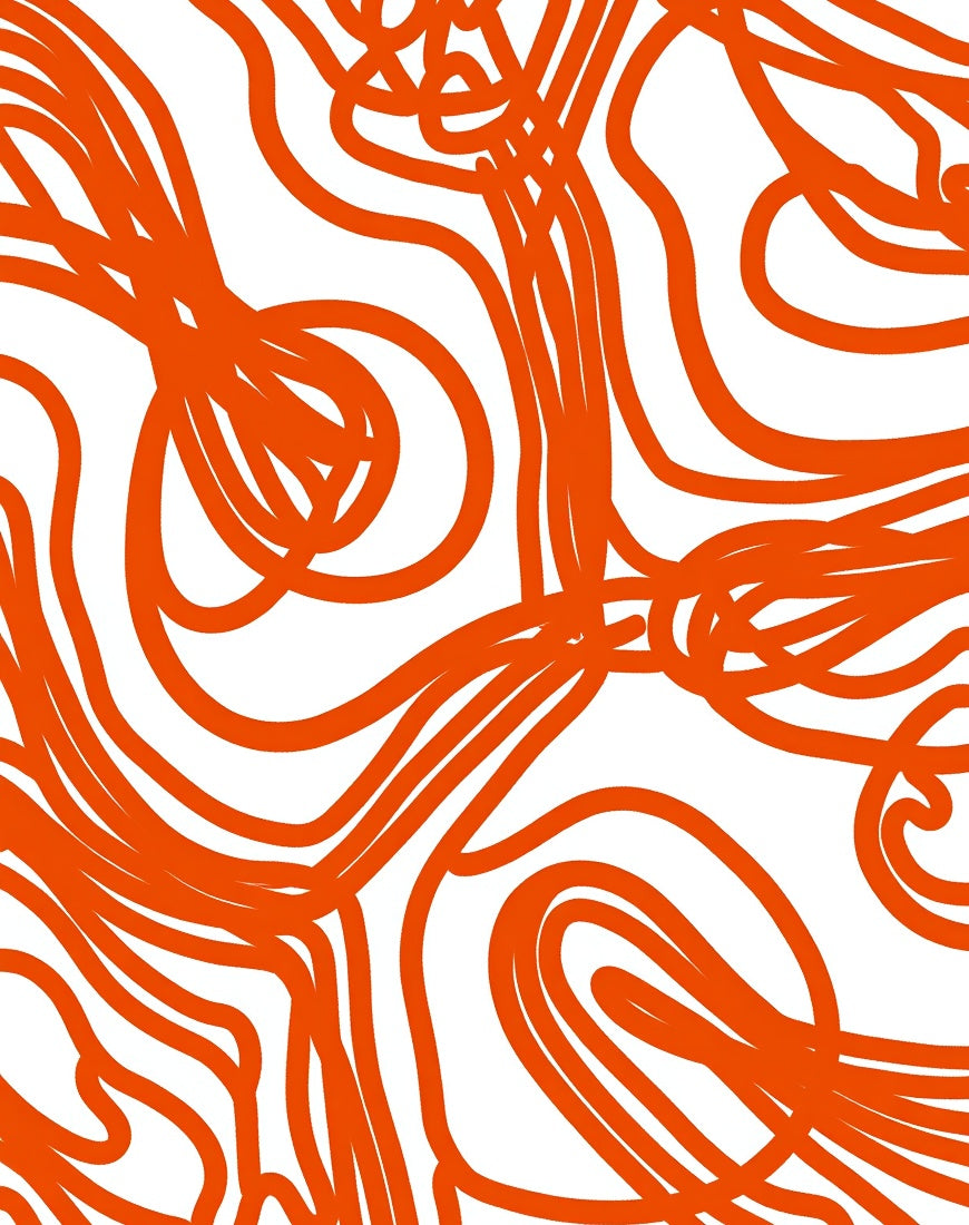 Abstract Orange Swirl Line Pattern Rug