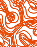 Abstract Orange Swirl Line Pattern Rug