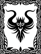 Tribal Dragon Black Outline Border Rug