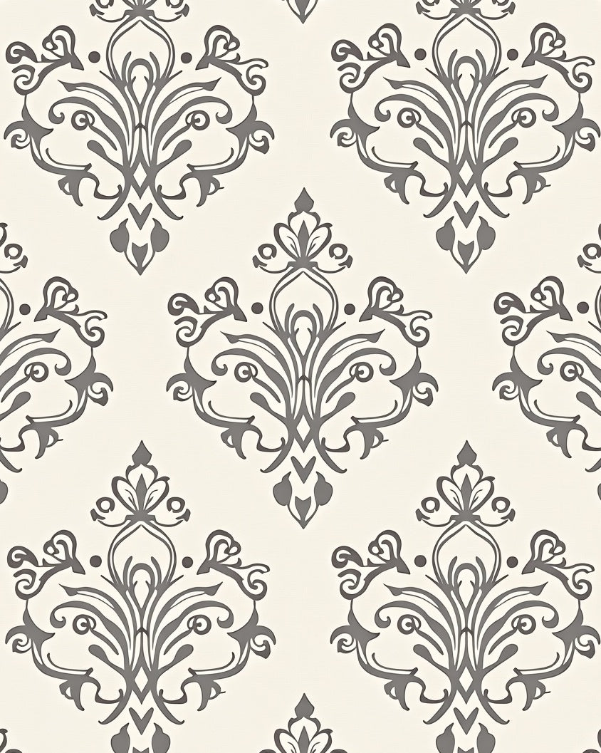Classic Damask Floral Pattern Rug