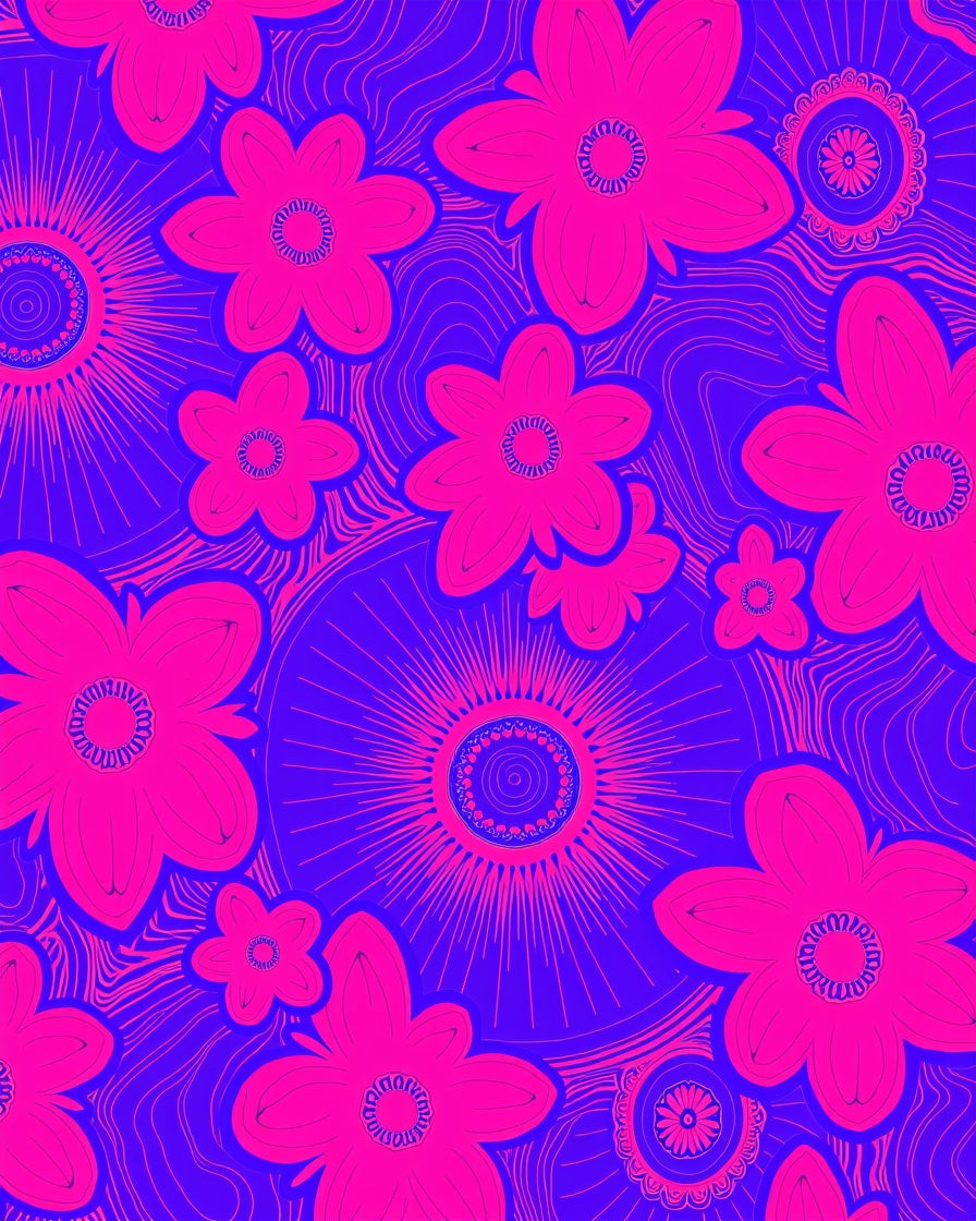 Vibrant Floral Wave Pattern Rug