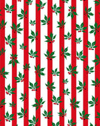 Red White Stripe Holly Berry Garland Rug