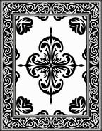 Classic Black White Ornamental Scroll Rug