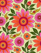 Vibrant Floral Retro Pattern Rug