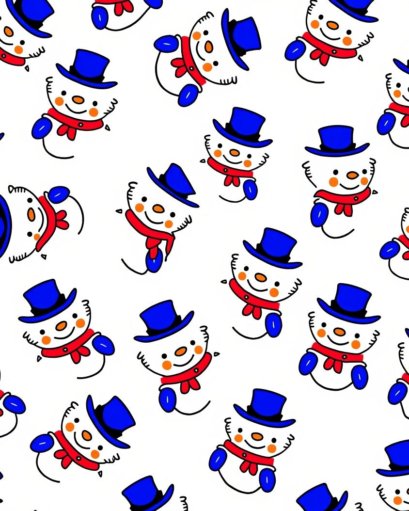 Cheerful Blue Top Hat Snowman Repeat Rug