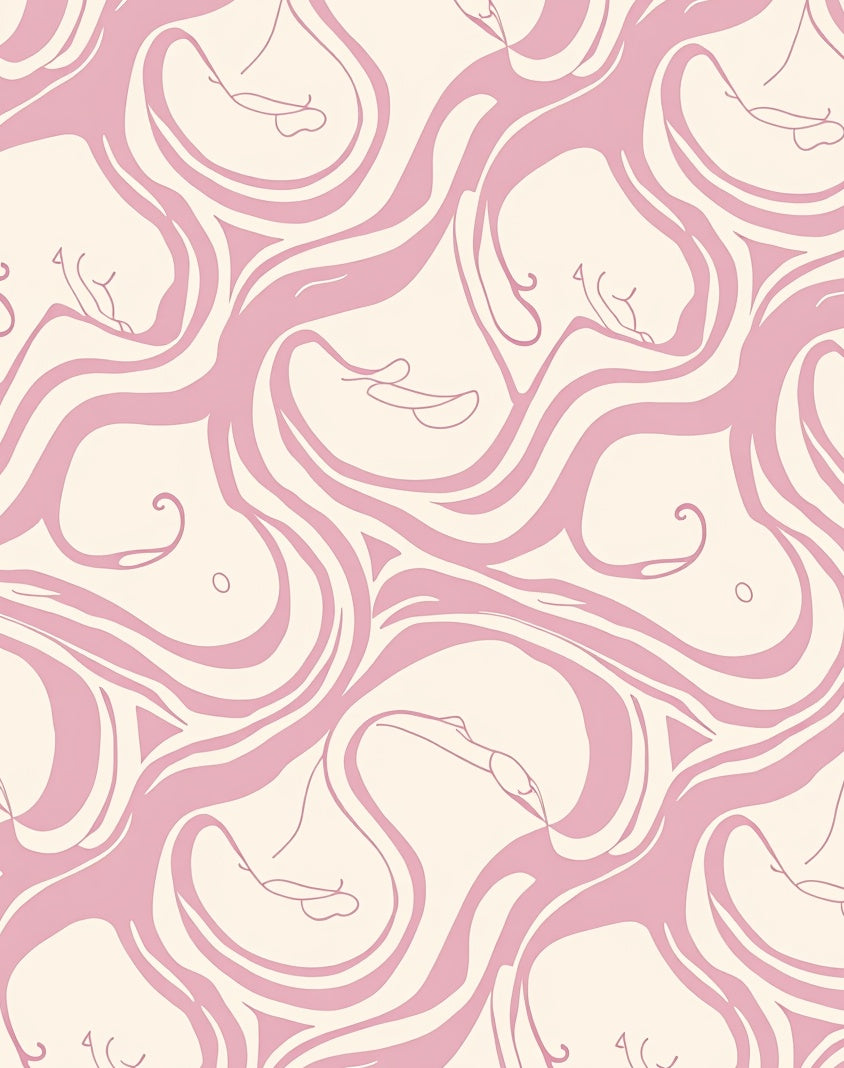Pink Fluid Abstract Face Pattern Rug